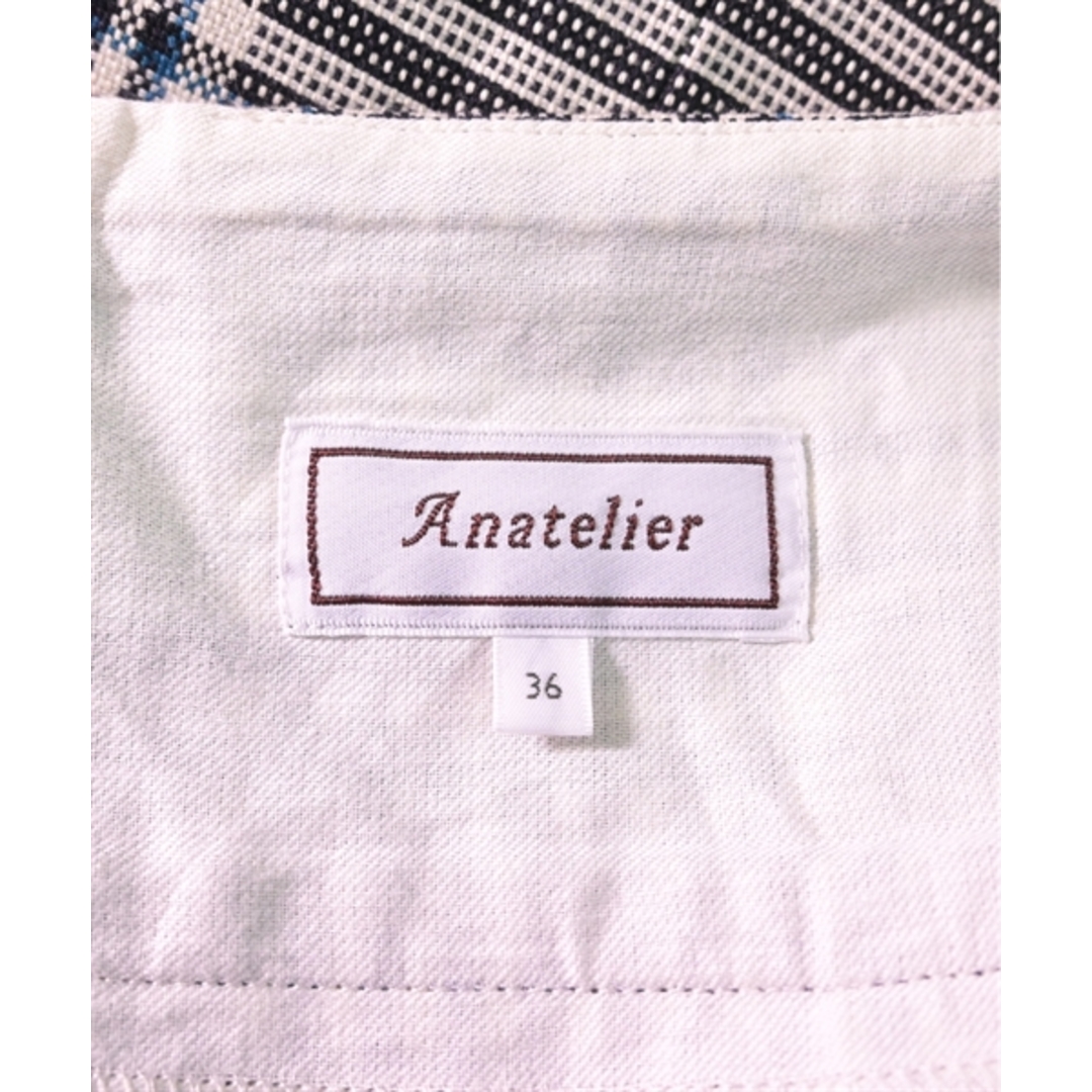 anatelier(アナトリエ)のanatelier ワンピース 36(S位) ベージュx黒x青(チェック) 【古着】【中古】 レディースのワンピース(ひざ丈ワンピース)の商品写真