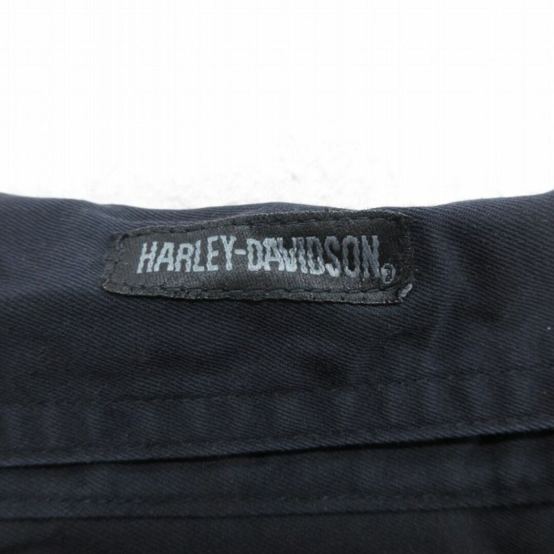 Harley Davidson(ハーレーダビッドソン)のXL★古着 ハーレーダビッドソン Harley Davidson 長袖 ワーク シャツ メンズ 大きいサイズ ロング丈 コットン 黒 ブラック 24feb07 中古 トップス メンズのトップス(シャツ)の商品写真