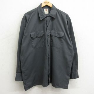 ディッキーズ(Dickies)のXL★古着 ディッキーズ Dickies 長袖 ワーク シャツ メンズ 濃グレー 24feb09 中古 トップス(シャツ)