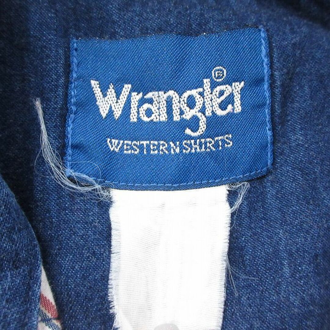 Wrangler(ラングラー)のL★古着 ラングラー Wrangler 長袖 ウエスタン シャツ メンズ 90年代 90s 紺他 ネイビー ストライプ 24feb06 中古 トップス メンズのトップス(シャツ)の商品写真