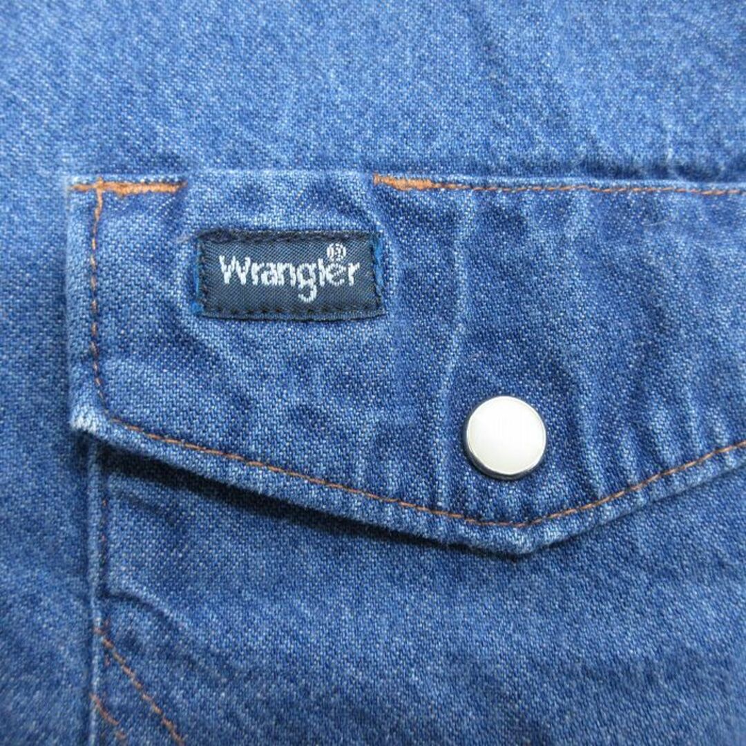 Wrangler(ラングラー)のXL★古着 ラングラー Wrangler 長袖 ウエスタン シャツ メンズ 90年代 90s 紺 ネイビー デニム 24feb07 中古 トップス メンズのトップス(シャツ)の商品写真