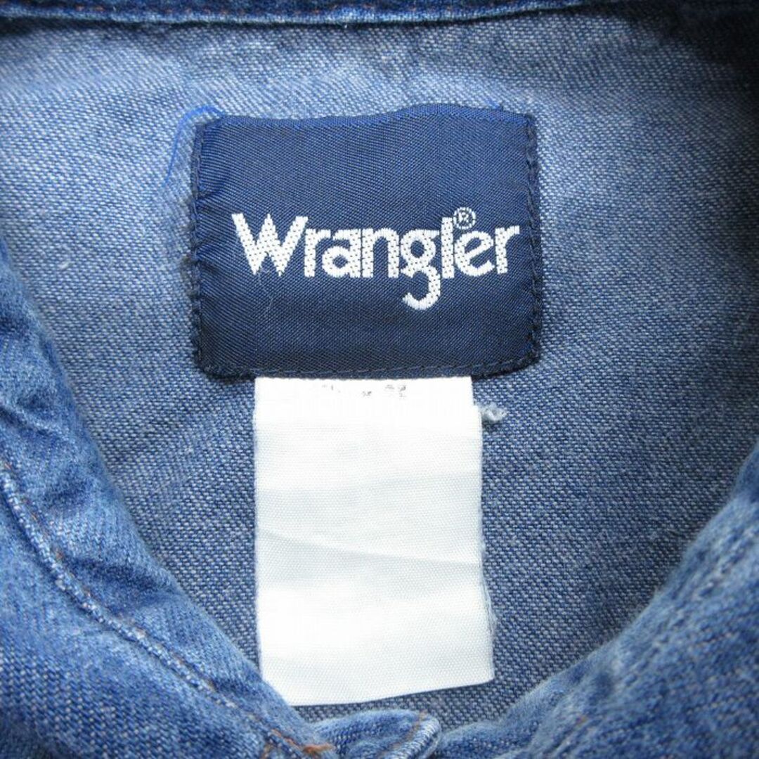 Wrangler(ラングラー)のXL★古着 ラングラー Wrangler 長袖 ウエスタン シャツ メンズ 90年代 90s 紺 ネイビー デニム 24feb07 中古 トップス メンズのトップス(シャツ)の商品写真