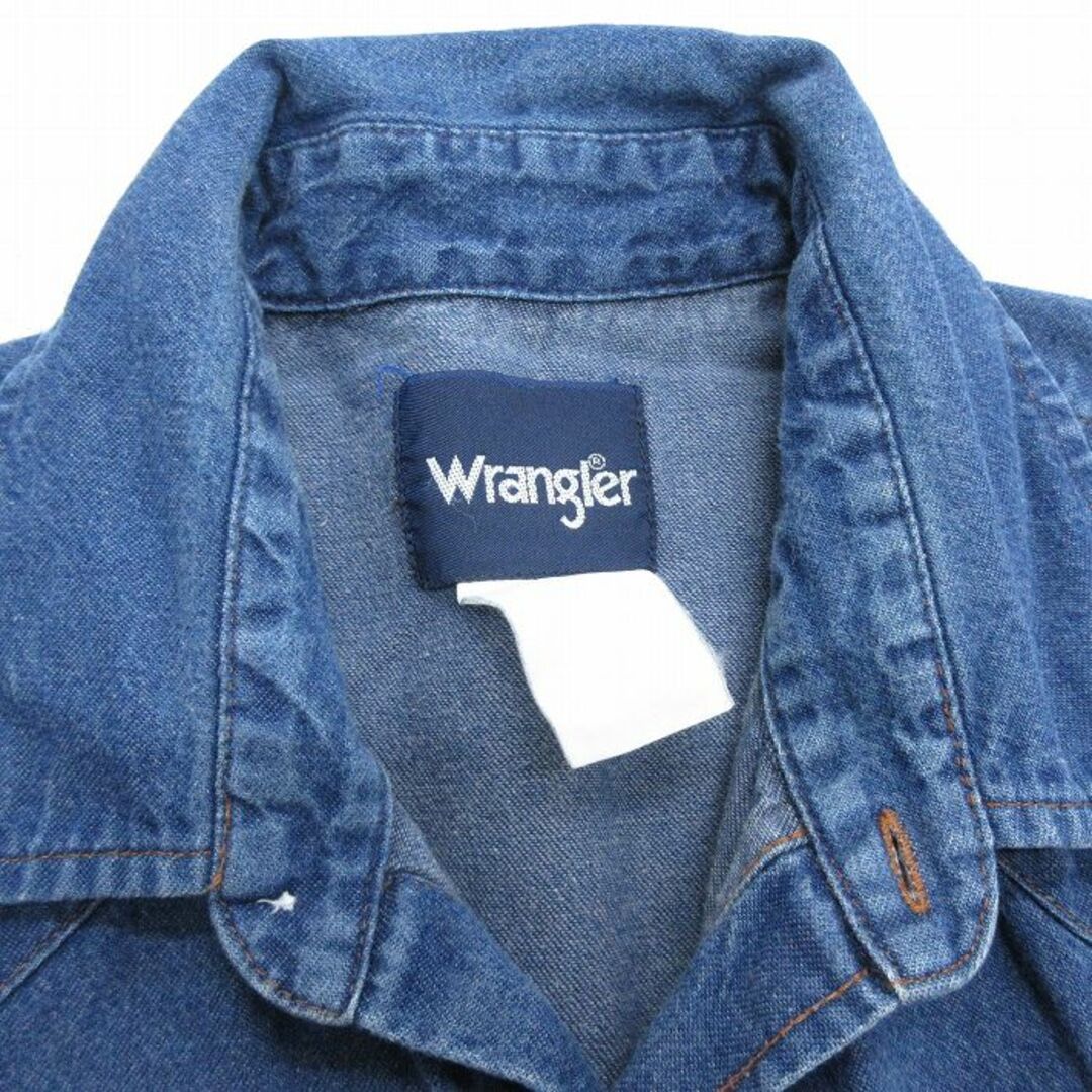 Wrangler(ラングラー)のXL★古着 ラングラー Wrangler 長袖 ウエスタン シャツ メンズ 90年代 90s 紺 ネイビー デニム 24feb07 中古 トップス メンズのトップス(シャツ)の商品写真