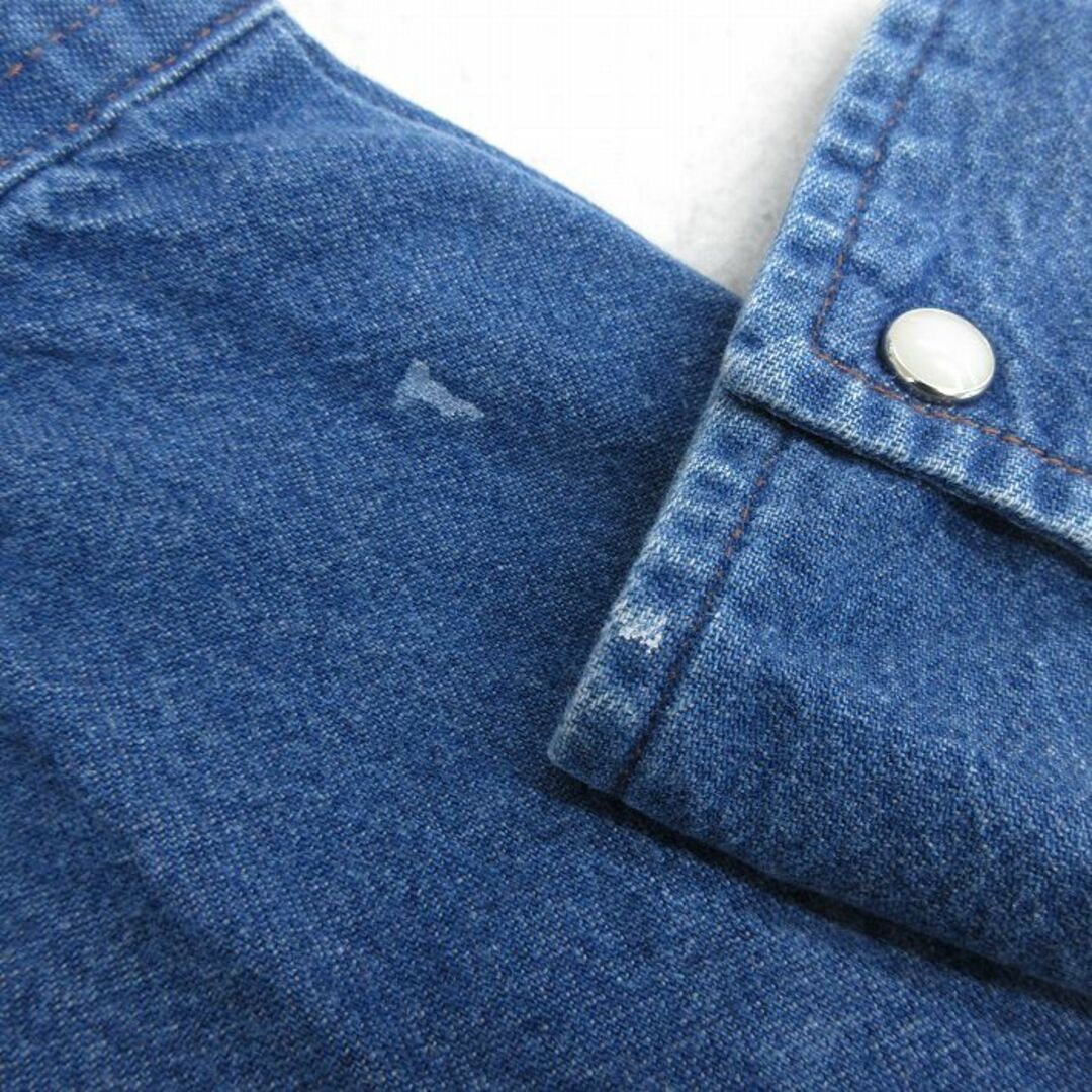 Wrangler(ラングラー)のXL★古着 ラングラー Wrangler 長袖 ウエスタン シャツ メンズ 90年代 90s 紺 ネイビー デニム 24feb07 中古 トップス メンズのトップス(シャツ)の商品写真