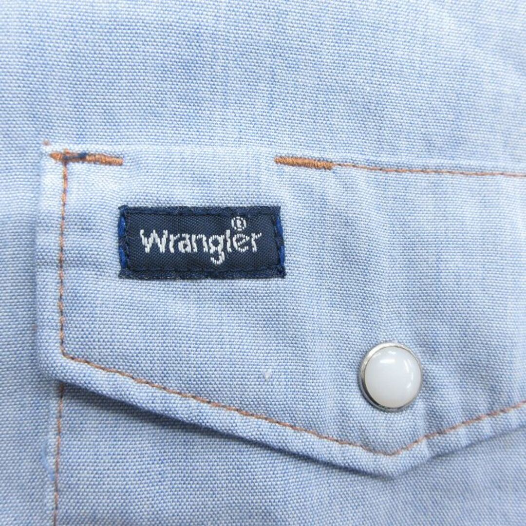 Wrangler(ラングラー)のL★古着 ラングラー Wrangler 長袖 ウエスタン シャツ メンズ 薄紺 ネイビー 24feb07 中古 トップス メンズのトップス(シャツ)の商品写真