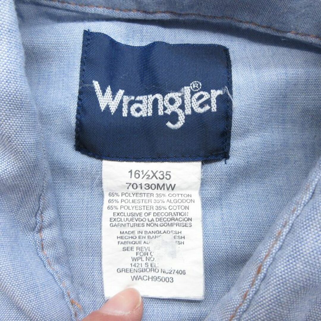 Wrangler(ラングラー)のL★古着 ラングラー Wrangler 長袖 ウエスタン シャツ メンズ 薄紺 ネイビー 24feb07 中古 トップス メンズのトップス(シャツ)の商品写真