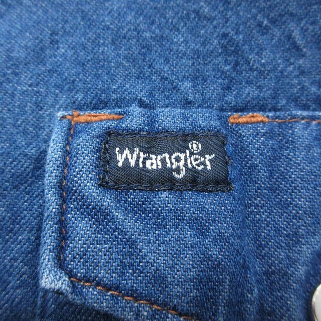 Wrangler(ラングラー)のL★古着 ラングラー Wrangler 長袖 ウエスタン シャツ メンズ コットン 紺 ネイビー デニム 24feb08 中古 トップス メンズのトップス(シャツ)の商品写真