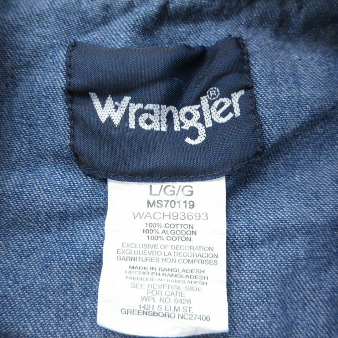 Wrangler(ラングラー)のL★古着 ラングラー Wrangler 長袖 ウエスタン シャツ メンズ コットン 紺 ネイビー デニム 24feb08 中古 トップス メンズのトップス(シャツ)の商品写真