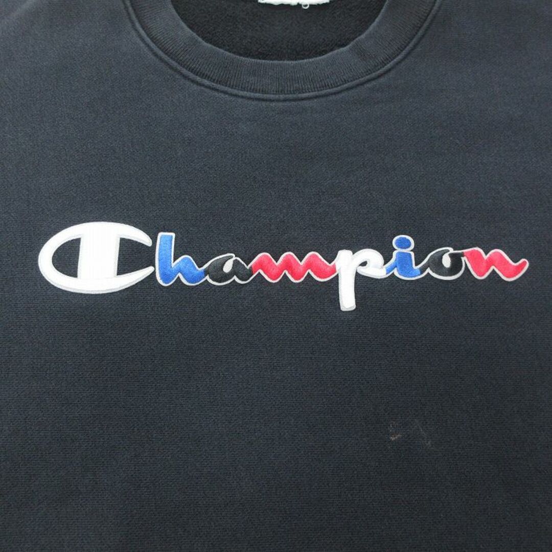 Champion(チャンピオン)のL★古着 チャンピオン champion 長袖 スウェット メンズ ビッグロゴ 黒 ブラック 24feb08 中古 スエット トレーナー トップス メンズのトップス(パーカー)の商品写真