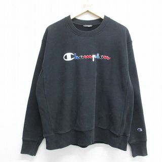 チャンピオン(Champion)のL★古着 チャンピオン champion 長袖 スウェット メンズ ビッグロゴ 黒 ブラック 24feb08 中古 スエット トレーナー トップス(パーカー)