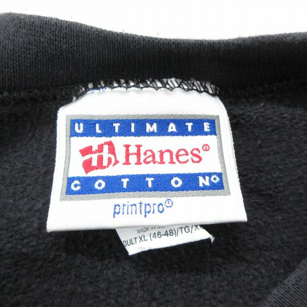 Hanes(ヘインズ)のXL★古着 ヘインズ Hanes 長袖 スウェット メンズ 00年代 00s グラスルーツ クルーネック 黒 ブラック 24feb08 中古 スエット トレーナー トップス メンズのトップス(パーカー)の商品写真