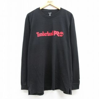 ティンバーランド(Timberland)のXL★古着 ティンバーランド 長袖 Tシャツ メンズ ビッグロゴ 大きいサイズ クルーネック 黒 ブラック 24feb09 中古(Tシャツ/カットソー(半袖/袖なし))