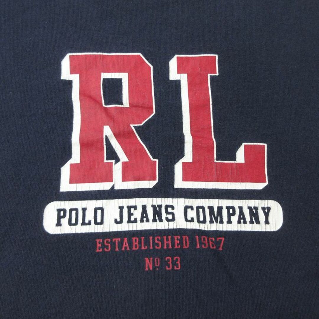 Ralph Lauren(ラルフローレン)のL★古着 ラルフローレン Ralph Lauren ポロジーンズ 長袖 ブランド Tシャツ メンズ ビッグロゴ コットン クルーネック 紺 ネイビー 24feb10 中古 メンズのトップス(Tシャツ/カットソー(半袖/袖なし))の商品写真