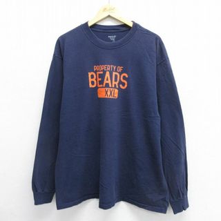 リーボック(Reebok)のXL★古着 リーボック REEBOK 長袖 Tシャツ メンズ ベアーズ 大きいサイズ コットン クルーネック 紺 ネイビー 24feb10 中古(Tシャツ/カットソー(半袖/袖なし))