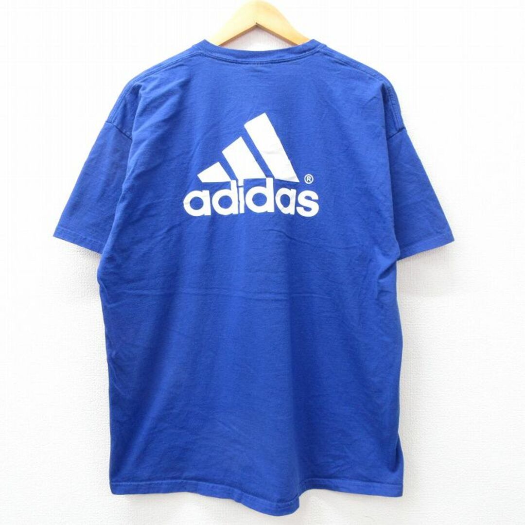 adidas(アディダス)のXL★古着 ヘインズ Hanes 半袖 ビンテージ Tシャツ メンズ 00年代 00s アディダス adidas カンザスジェイホークス フットボール ビッグロゴ コットン クルーネック 青 ブルー 24feb09 中古 メンズのトップス(Tシャツ/カットソー(半袖/袖なし))の商品写真