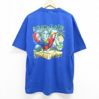 XL★古着 半袖 ビンテージ Tシャツ メンズ 00年代 00s ジミーバフェット オウム 青 ブルー 24feb09 中古(Tシャツ/カットソー(半袖/袖なし))