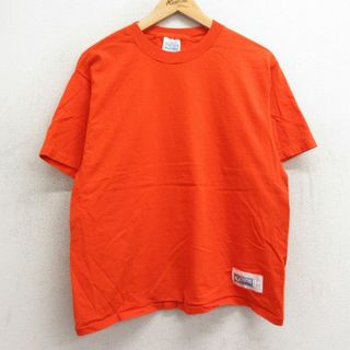 ディスカス(DISCUS)のL★古着 ディスカス 半袖 ビンテージ Tシャツ メンズ 90年代 90s 無地 コットン クルーネック オレンジ 24feb09 中古(Tシャツ/カットソー(半袖/袖なし))