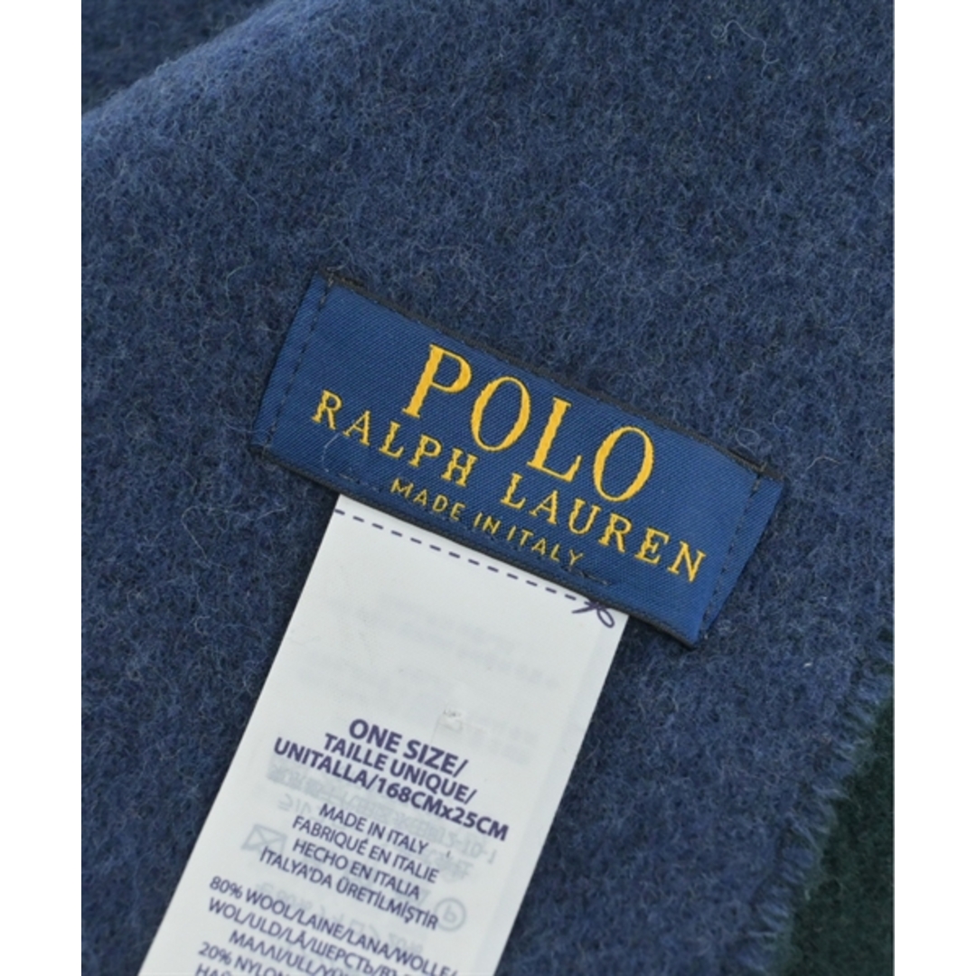 POLO RALPH LAUREN(ポロラルフローレン)のPolo Ralph Lauren ポロラルフローレン マフラー - 緑x紺系 【古着】【中古】 メンズのファッション小物(マフラー)の商品写真