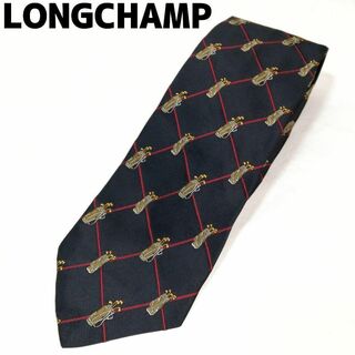 LONGCHAMP - ロンシャン ネクタイ イタリア製 キャディバッグ柄 チェック柄 シルク100%