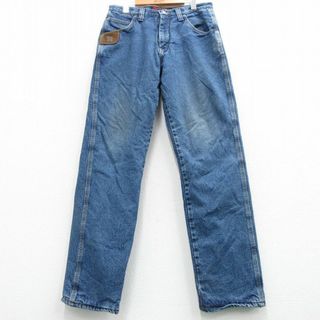 ラングラー(Wrangler)のW32★古着 ラングラー Wrangler ジーンズ メンズ コットン 紺 ネイビー デニム 24feb13 中古 ボトムス ジーパン Gパン ロング パンツ(ワークパンツ/カーゴパンツ)