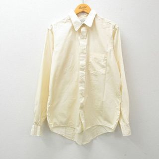 L★古着 長袖 シャツ メンズ 90年代 90s コットン USA製 薄黄 イエロー 24feb12 中古 トップス(シャツ)