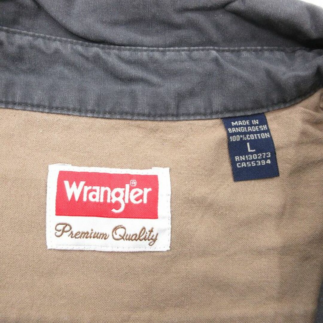 Wrangler(ラングラー)のXL★古着 ラングラー Wrangler 長袖 シャツ メンズ コットン 濃グレー 24feb15 中古 トップス メンズのトップス(シャツ)の商品写真