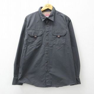 ラングラー(Wrangler)のXL★古着 ラングラー Wrangler 長袖 シャツ メンズ コットン 濃グレー 24feb15 中古 トップス(シャツ)