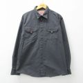 XL★古着 ラングラー Wrangler 長袖 シャツ メンズ コットン 濃グ…