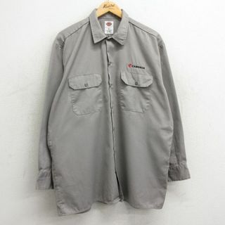 ディッキーズ(Dickies)のXL★古着 ディッキーズ Dickies 長袖 ワーク シャツ メンズ キャメロン グレー 24feb15 中古 トップス(シャツ)