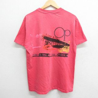 オーシャンパシフィック(OCEAN PACIFIC)のM★古着 オーシャンパシフィック OP 半袖 ビンテージ Tシャツ メンズ 80年代 80s サーフィン クルーネック 赤 レッド 24feb14 中古(Tシャツ/カットソー(半袖/袖なし))