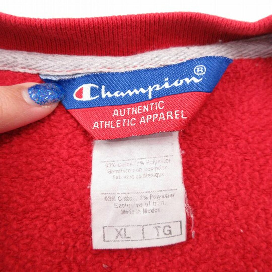 Champion(チャンピオン)のXL★古着 チャンピオン champion 長袖 スウェット メンズ 00年代 00s ネブラスカ ハスカーズ クルーネック 赤 レッド 24feb13 中古 スエット トレーナー トップス メンズのトップス(パーカー)の商品写真