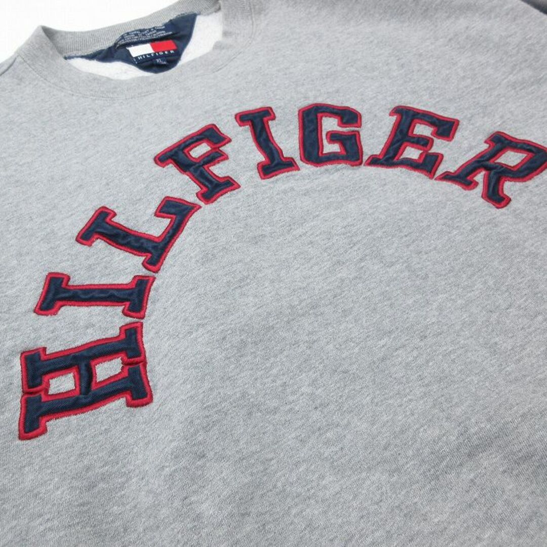 TOMMY HILFIGER(トミーヒルフィガー)のXL★古着 トミーヒルフィガー TOMMY HILFIGER 長袖 ブランド スウェット メンズ 90年代 90s ビッグロゴ 刺繍 大きいサイズ クルーネック グレー 霜降り 【spe】 24feb14 中古 スエット トレーナー トップス メンズのトップス(パーカー)の商品写真