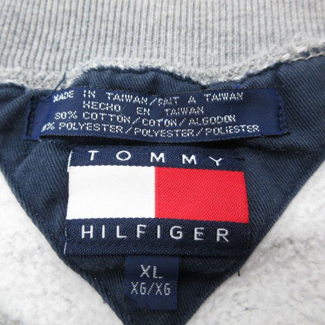 TOMMY HILFIGER(トミーヒルフィガー)のXL★古着 トミーヒルフィガー TOMMY HILFIGER 長袖 ブランド スウェット メンズ 90年代 90s ビッグロゴ 刺繍 大きいサイズ クルーネック グレー 霜降り 【spe】 24feb14 中古 スエット トレーナー トップス メンズのトップス(パーカー)の商品写真