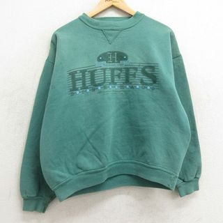 L★古着 長袖 スウェット メンズ 90年代 90s HUFFS クルーネック USA製 緑 グリーン 24feb15 中古 スエット トレーナー トップス(パーカー)