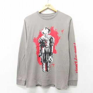 M★古着 長袖 Tシャツ メンズ 映画 イット it クルーネック ベージュ カーキ 24feb12 中古(Tシャツ/カットソー(半袖/袖なし))