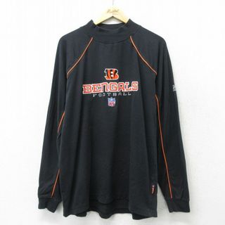 リーボック(Reebok)のXL★古着 リーボック REEBOK 長袖 ビンテージ Tシャツ メンズ 00年代 00s NFL シンシナティベンガルズ 大きいサイズ ハイネック 黒他 ブラック 24feb12 中古(Tシャツ/カットソー(半袖/袖なし))