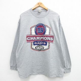 リー(Lee)のXL★古着 リー Lee 長袖 Tシャツ メンズ 00年代 00s NFL ニューヨークジャイアンツ 大きいサイズ コットン グレー 霜降り アメフト スーパーボウル 24feb13 中古(Tシャツ/カットソー(半袖/袖なし))