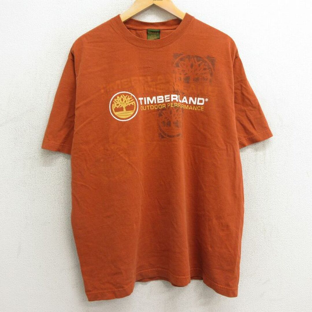 Timberland(ティンバーランド)のXL★古着 ティンバーランド 半袖 ビンテージ Tシャツ メンズ 00年代 00s ビッグロゴ コットン クルーネック 茶系 ブラウン 24feb12 中古 メンズのトップス(Tシャツ/カットソー(半袖/袖なし))の商品写真