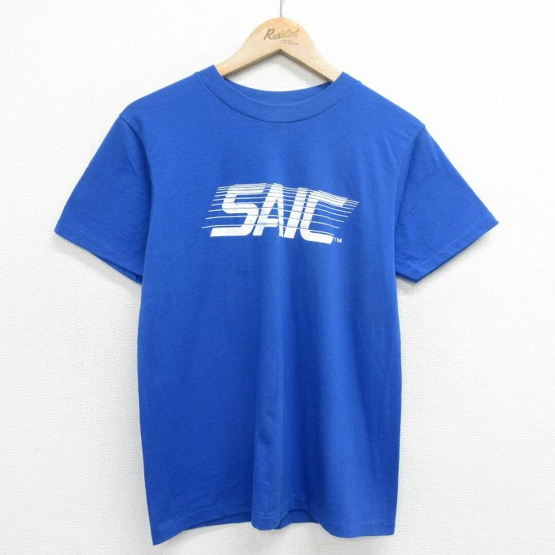 Hanes(ヘインズ)のS★古着 ヘインズ Hanes 半袖 ビンテージ Tシャツ メンズ 80年代 80s SAIC クルーネック USA製 青 ブルー 24feb14 中古 メンズのトップス(Tシャツ/カットソー(半袖/袖なし))の商品写真