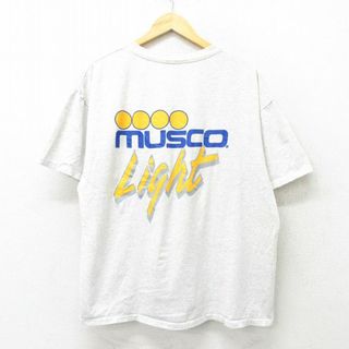 XL★古着 オニータ ONEITA 半袖 ビンテージ Tシャツ メンズ 90年代 90s MUSCO 胸ポケット付き 大きいサイズ クルーネック グレー 霜降り 【spe】 24feb14 中古(Tシャツ/カットソー(半袖/袖なし))