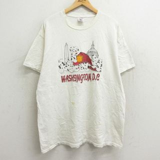 XL★古着 半袖 ビンテージ Tシャツ メンズ 90年代 90s 犬 消防 ワシントンDC 大きいサイズ コットン クルーネック 白 ホワイト 24feb14 中古(Tシャツ/カットソー(半袖/袖なし))