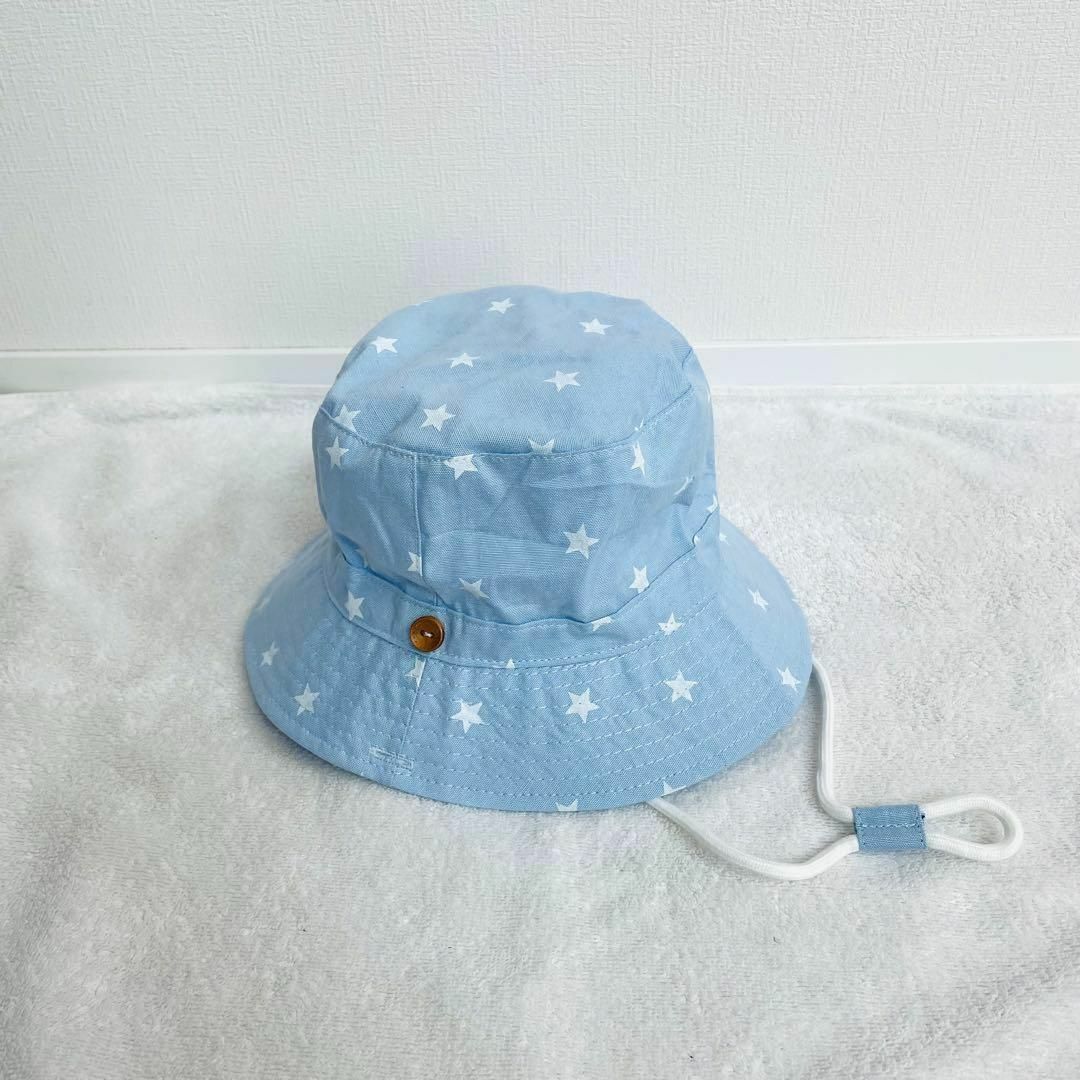 帽子　スターキッズハット（アースブルー50サイズ）ツバあり紫外線予防UVカット キッズ/ベビー/マタニティのこども用ファッション小物(帽子)の商品写真