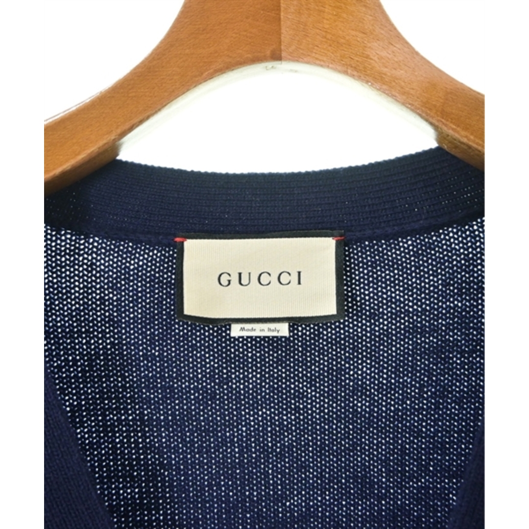 Gucci(グッチ)のGUCCI グッチ カーディガン -(L位) 紺x赤x白等(総柄) 【古着】【中古】 メンズのトップス(カーディガン)の商品写真