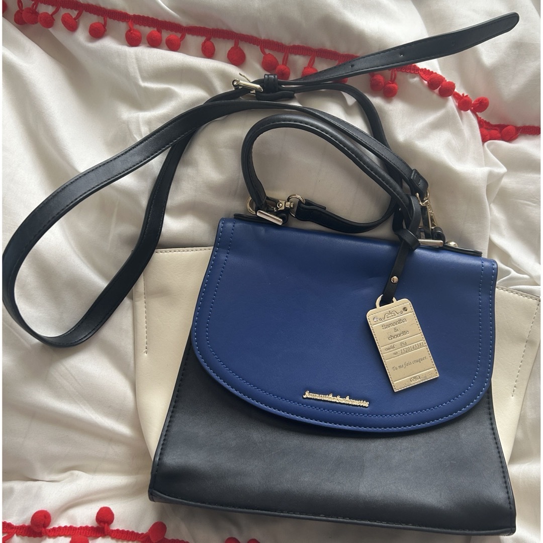 Samantha Thavasa(サマンサタバサ)のショルダーバッグ ハンドバッグ ブルー＆ブラック＆ホワイト レディースのバッグ(ハンドバッグ)の商品写真