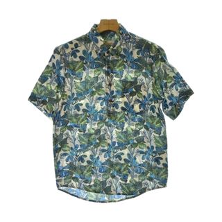 patagonia カジュアルシャツ XXS 青x緑xアイボリー(総柄) 【古着】【中古】