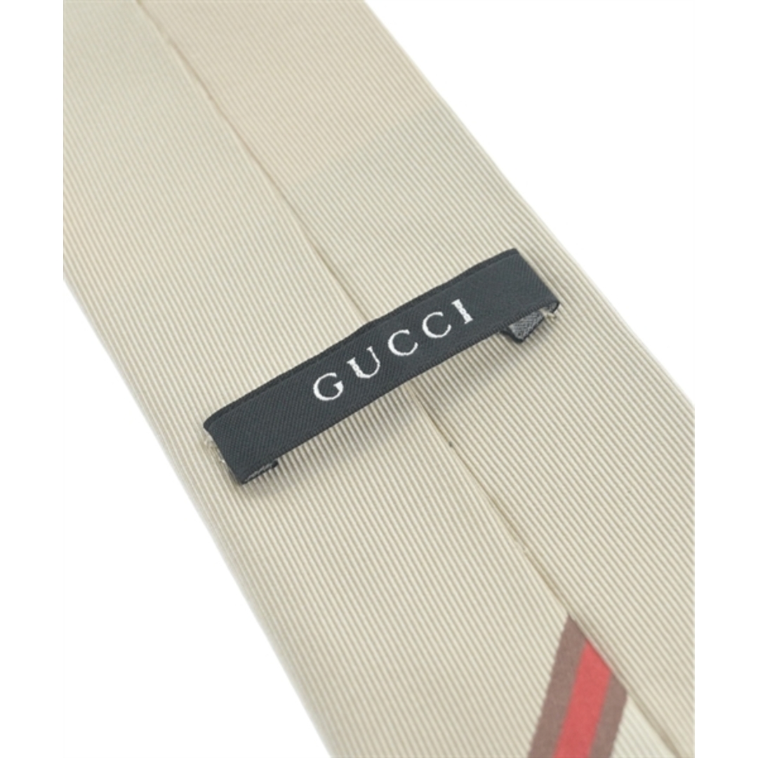 Gucci(グッチ)のGUCCI グッチ ネクタイ - ベージュx茶x赤系 【古着】【中古】 メンズのファッション小物(ネクタイ)の商品写真