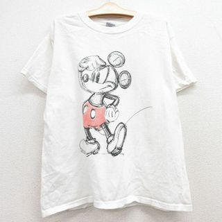 ディズニー(Disney)の古着 半袖 Tシャツ キッズ ボーイズ 子供服 ディズニー DISNEY ミッキー MICKEY MOUSE コットン クルーネック 白 ホワイト 24feb20(シャツ/カットソー)