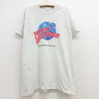 ディズニー(Disney)の古着 フルーツオブザルーム 半袖 ビンテージ Tシャツ キッズ ボーイズ 子供服 90年代 90s プラネットハリウッド ディズニーワールドリゾート クルーネック USA製 薄グレー 霜降り 【spe】 24feb20(シャツ/カットソー)