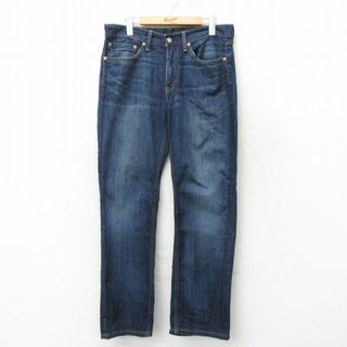 リーバイス(Levi's)のW34★古着 リーバイス Levis 514 ジーンズ メンズ ヒゲ コットン 紺 ネイビー デニム 24feb17 中古 ボトムス ジーパン Gパン ロング パンツ(ワークパンツ/カーゴパンツ)