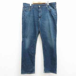 W42★古着 リーバイス Levis 514 ジーンズ メンズ ヒゲ 大きいサイズ 紺 ネイビー デニム 【spe】 24feb19 中古 ボトムス ジーパン Gパン ロング パンツ